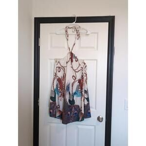 4X peacock feather halter top